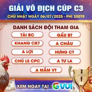 Thông Báo Giải Vô Địch Cúp Tại Thomo Bồ CPC3 06/07/2025